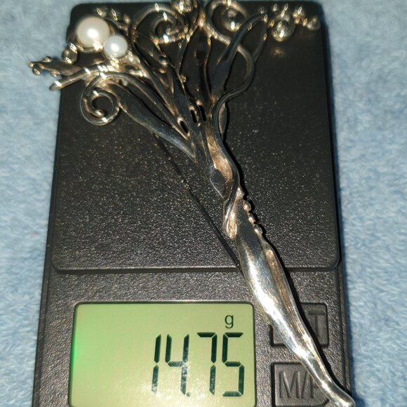 Vintage Hagit Gorali Freshwater Pearl 925 Sterling Silver Statement Brooch - Picture 14 of 14